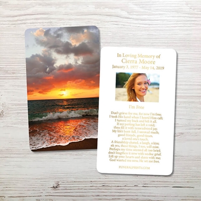 Show details for Ocean Sunset Gold Foil Memorial Card