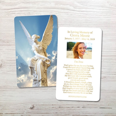 Show details for Angel 2 Gold Foil Memorial Card