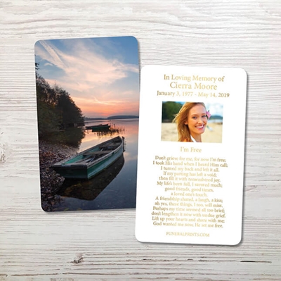Show details for Lake Sunrise Gold Foil Memorial Card