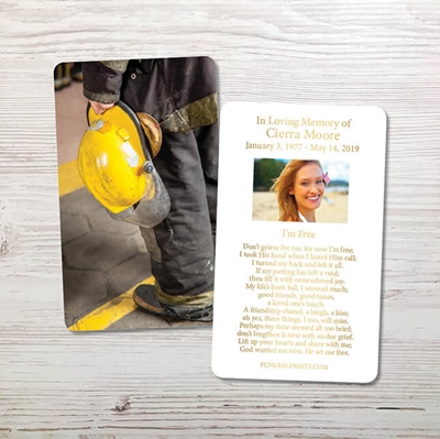 Show details for Fire Helmet 2 Gold Foil Memorial Card