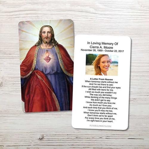 Picture of Jesus Sacred Heart Memorial Card