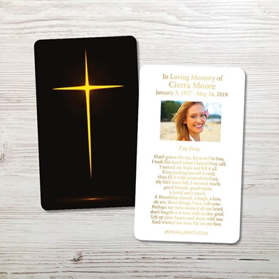 Show details for Glowing Cross Gold Foil Memorial Card