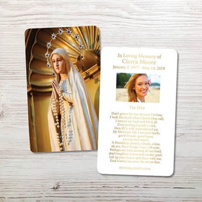 Show details for Statue of Blessed Virgin Gold Foil Memorial Card