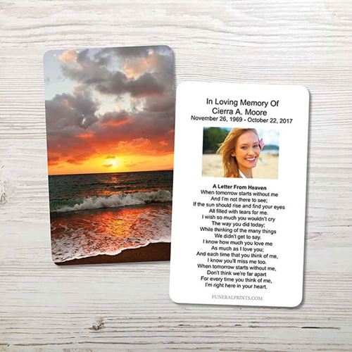 Picture of Ocean Sunset Memorial Card